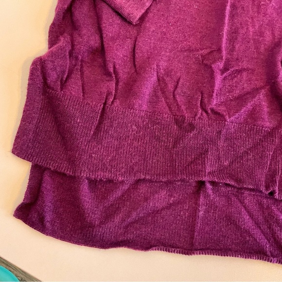 Medium BADGLEY MISCHKA Plum Purple Merino Wool Sweater Lightweight Luxury - Picture 7 of 13